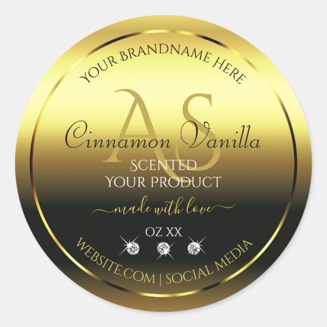 Luxe Or Chimmery Produit Étiquette Bijoux Monogram (Devant)