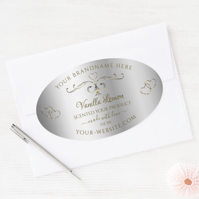 Luxe Or Ornate Argent produit Coeurs Étiquette (Enveloppe)