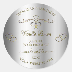 Luxe Or Ornate Argent produit Coeurs Étiquette