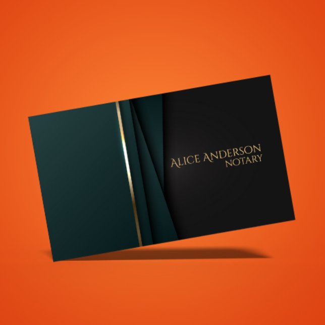 Luxe or vert élégant notaire Carte de visite (Créateur téléchargé)