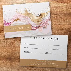 Luxe Pink Gold Splash Business Certificat cadeau