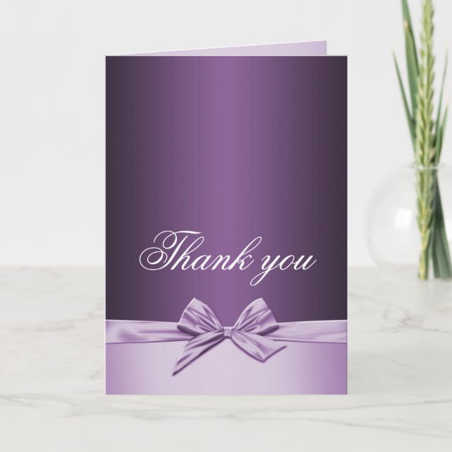 Luxe Purple Elegant Carte de remerciements Ruban (Devant)