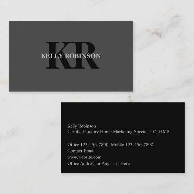 Luxe Réaltor Monogram Cartes de visite (Devant / Derrière)