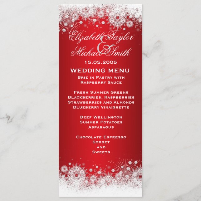 Luxe Red Christmas Lace Mariage Menu (Devant)