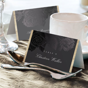 Luxe rose or noir vintage botanique Carte Place