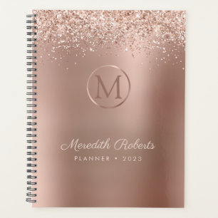 Luxe Rose or Parties scintillant Blush Monogramme 
