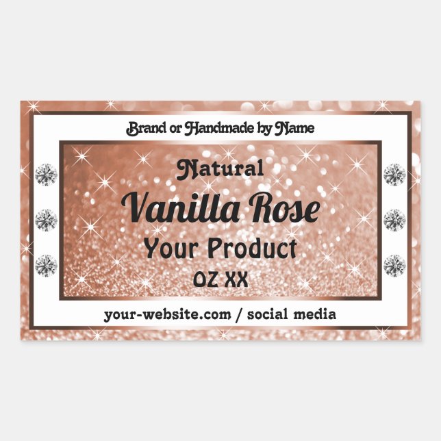 Luxe Rose Parties scintillant or produit Étiquette (Devant)