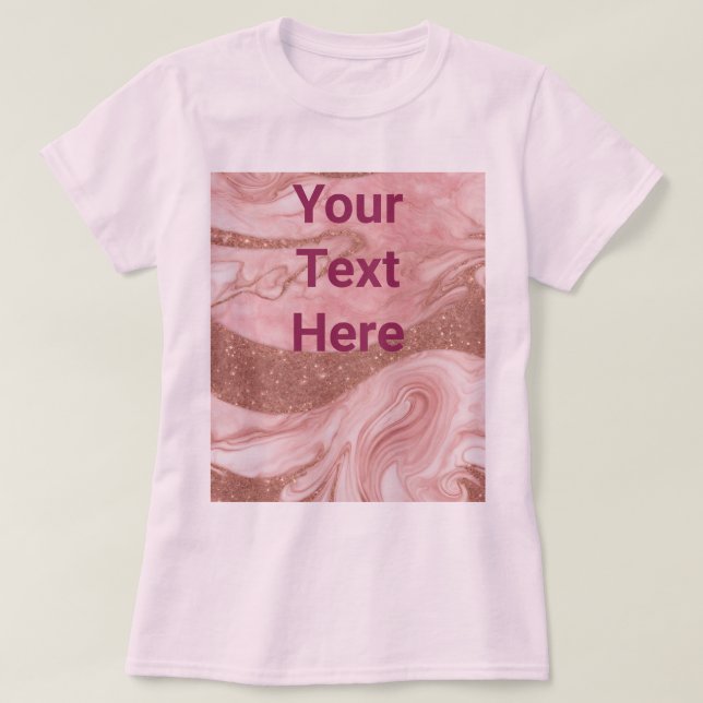 Luxe Rose Rose Or Texte personnalisé T-shirt de ba (Design devant)