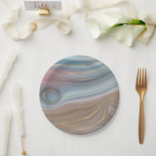 Luxe Strata   Assiette rose Taupe bleu ardoise