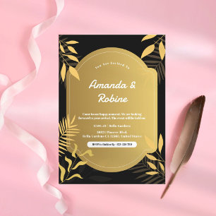 Luxe Tropical Gold & Black Faire-part de mariage