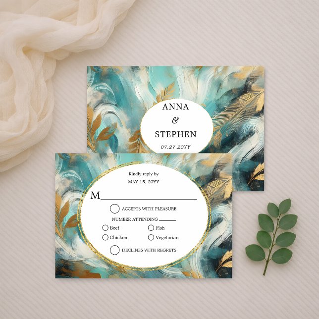 Luxe Turquoise Or Pinceau RSVP (Créateur téléchargé)
