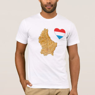 Luxembourg Coeur Drapeau et carte T-shirt