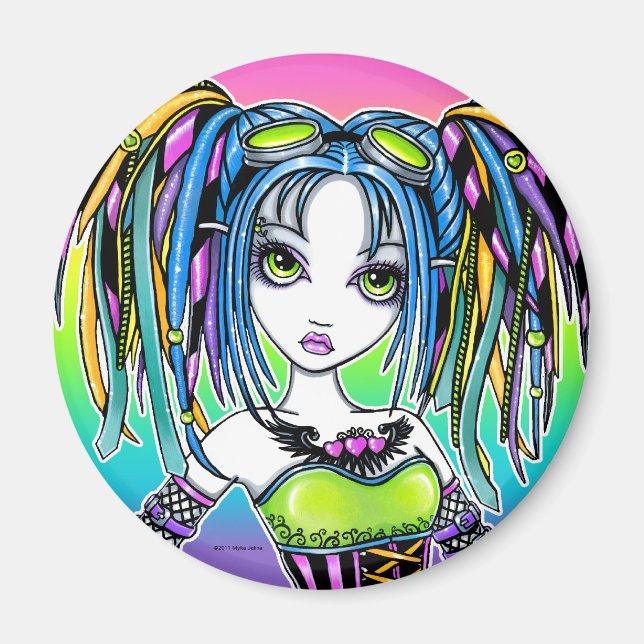 "Luxie" Rainbow Cyber Goth Hula Hoop Fae Magnet (Devant)