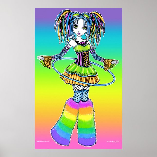 "Luxie" Rainbow Cyber Goth Hula Hoop Fae Poster (Devant)
