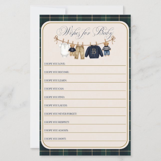 Luxsary Teddy Bear Plaid Baby Shower Game (Devant)