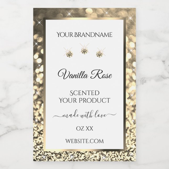 Luxueuse Parties scintillant d'or blanc Étiquettes (Étiquettes simples)