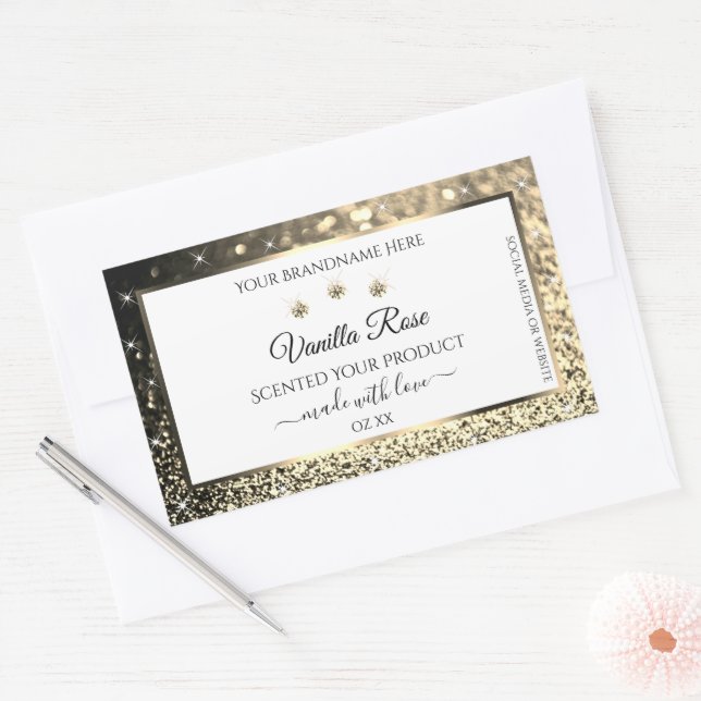 Luxueuse Parties scintillant d'or blanc Étiquettes (Enveloppe)