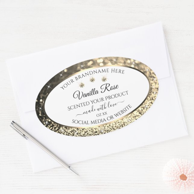 Luxueuse Parties scintillant d'or blanc Étiquettes (Enveloppe)