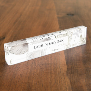 luxueuse plaque de bureau en feuille d'or tropical