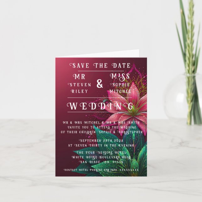 Luxueuse Suite de Faire-part de mariage Florales (Devant)