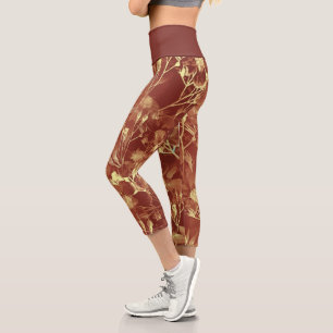 Luxueux Cosmos Capri Leggings Brown et or