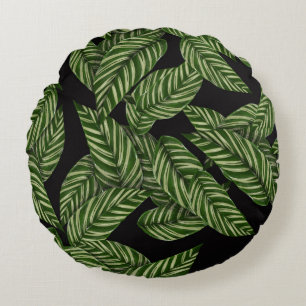 Luxueux Coussin rond vert noir