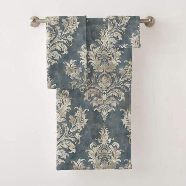 Luxueux Damas d'argent sur Arrière - plan bleu (En situation)