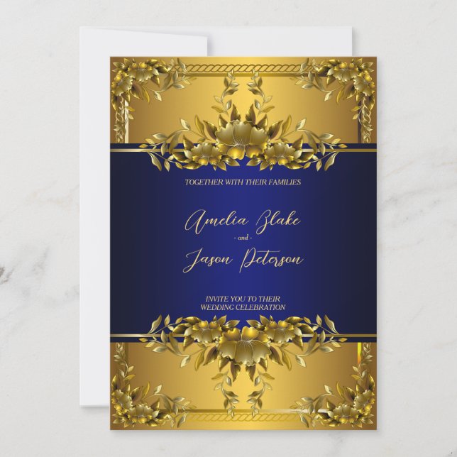 Luxueux Faire-part de mariage floral de sculpture  (Devant)