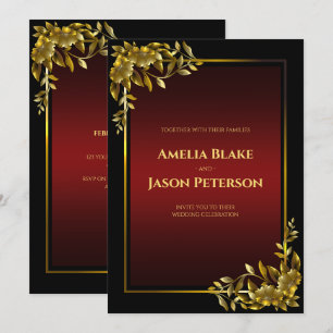 Luxueux Faire-part de mariage noir & rouge