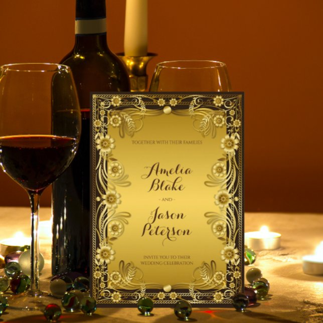 Luxueux Faire-part de mariage Regal Gold Frame (Créateur téléchargé)