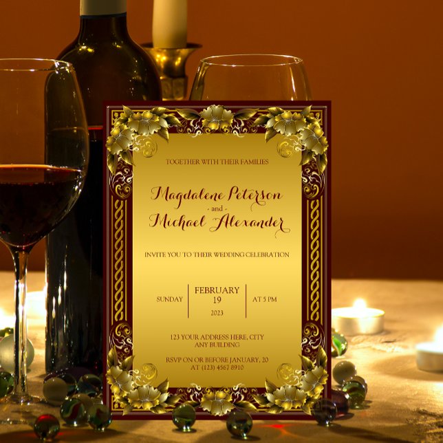 Luxueux Faire-part de mariage Regal Gold Frame (Créateur téléchargé)