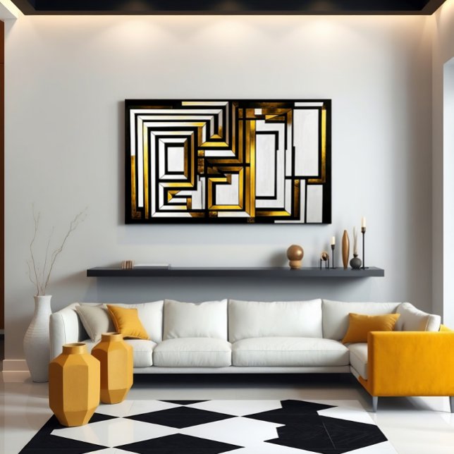 Luxueux Géométrique Déco Or Noir (Créateur téléchargé)