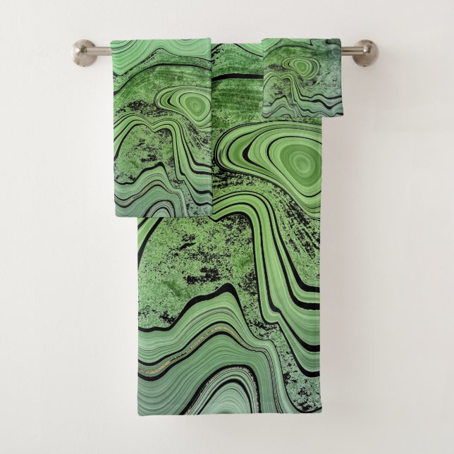 LUXUEUX JEU DE SERVIETTES EN MARBRE Noir Vert (En situation)