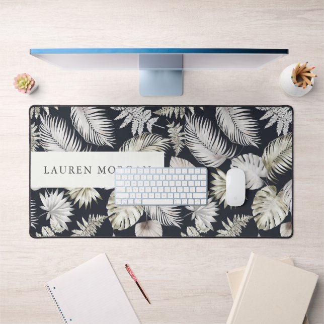 luxueux monogramme de verdure tropique dorée (Bureau 1)