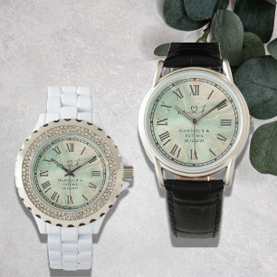 Luxueux Montre Homme Bracelet en Cuir Noir Marbré 