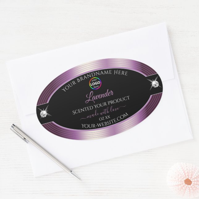 Luxueux noir brillant violet avec logo Étiquette p (Enveloppe)