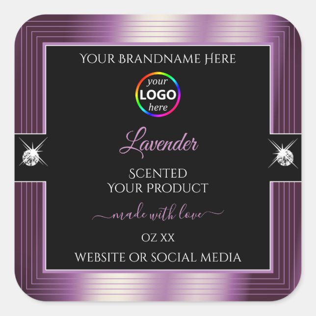 Luxueux noir brillant violet avec logo Étiquette p (Devant)