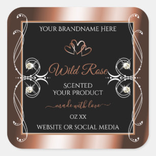 Luxueux Noir et Rose Gold Decor Étiquettes de prod