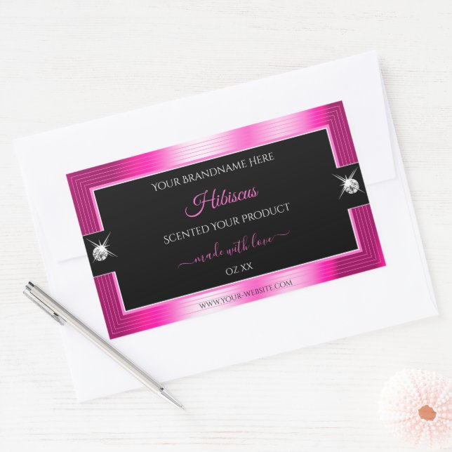Luxueux noir rose brillant brillant Étiquette prod (Enveloppe)