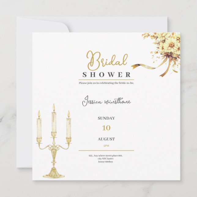 luxueux or invitation à la douche nuptiale (Devant)