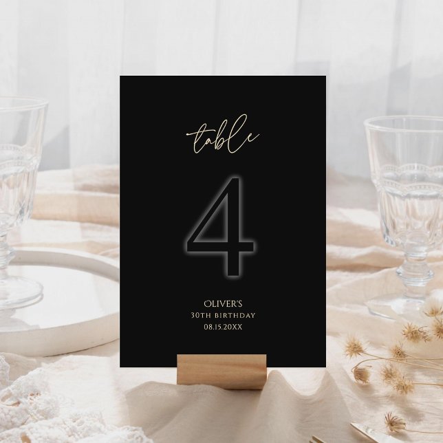 Luxueux Or Noir Numéro de Table Anniversaire 30 an (Luxury Black Gold 30th Birthday Table Number 4)