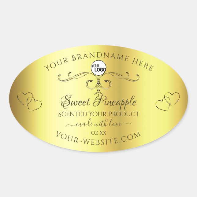 Luxueux produit or Étiquettes Ornate Hearts Logo (Devant)