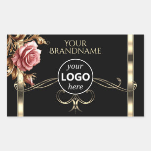 Luxueux Rose or rose noir Logo Étiquette