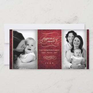 Luxueux rouge carte photo "Joyeux Noël"