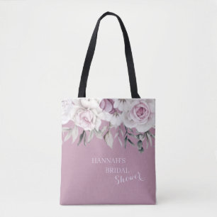 Luxueux sac fourre-tout floral aquarelle gris et v