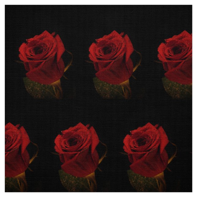 Luxueux tissu Floral Rose Rouge - Rose romantique (Échantillon)