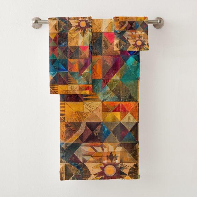 Luxueux Turquoise "Artiste Héritée" Plush Bath Tow (En situation)