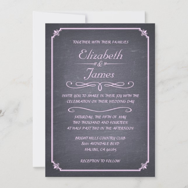 Luxueux Vintage Chalkboard Wedboard Invitations (Devant)