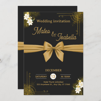 Luxurious wedding invitation in gold