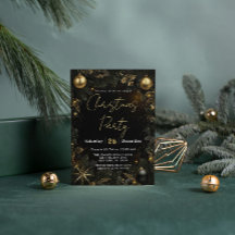 Luxury Black & Gold Christmas Party Invitation